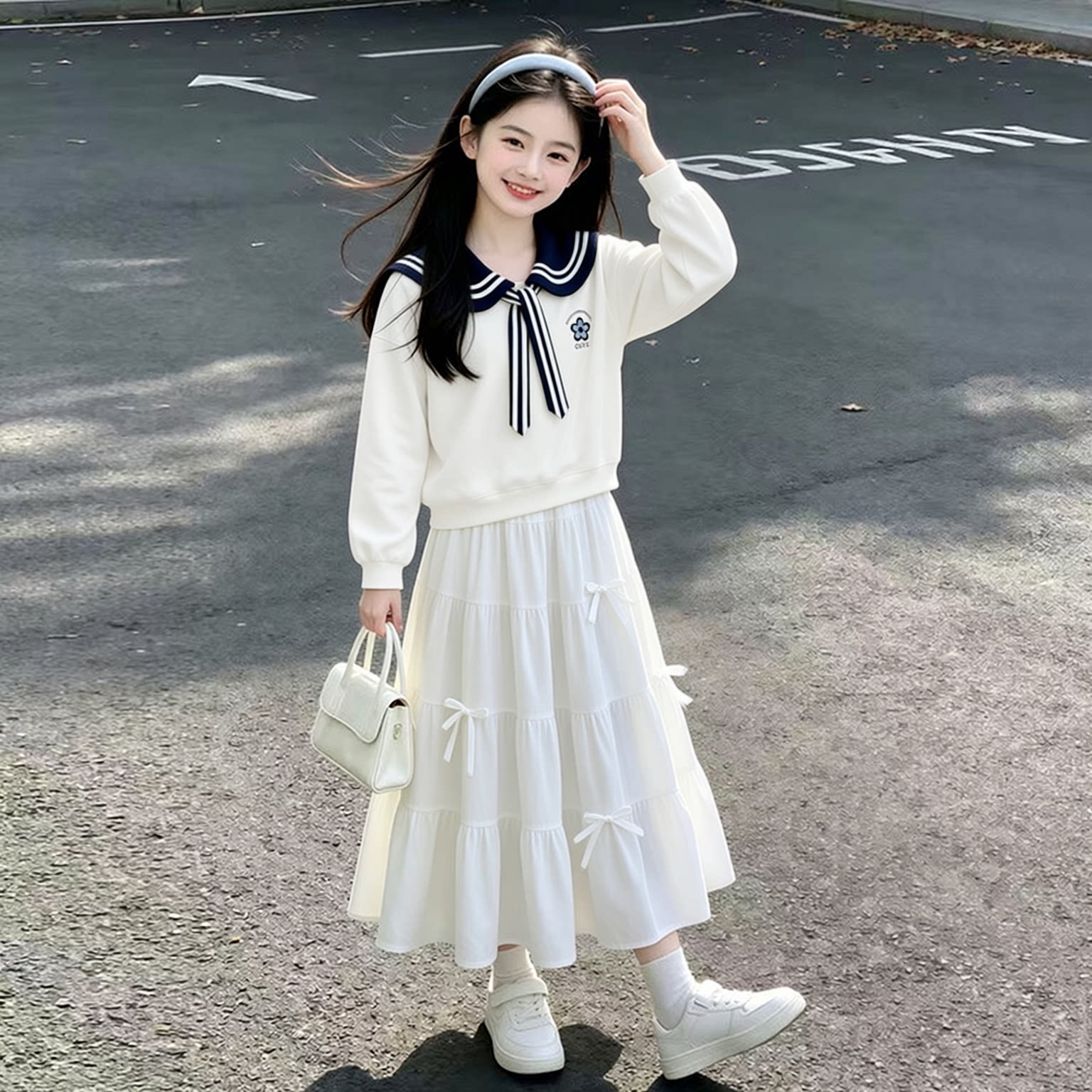 女童秋冬海军领学院风两件套