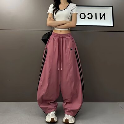 条纹冰丝运动裤女2026夏季新款