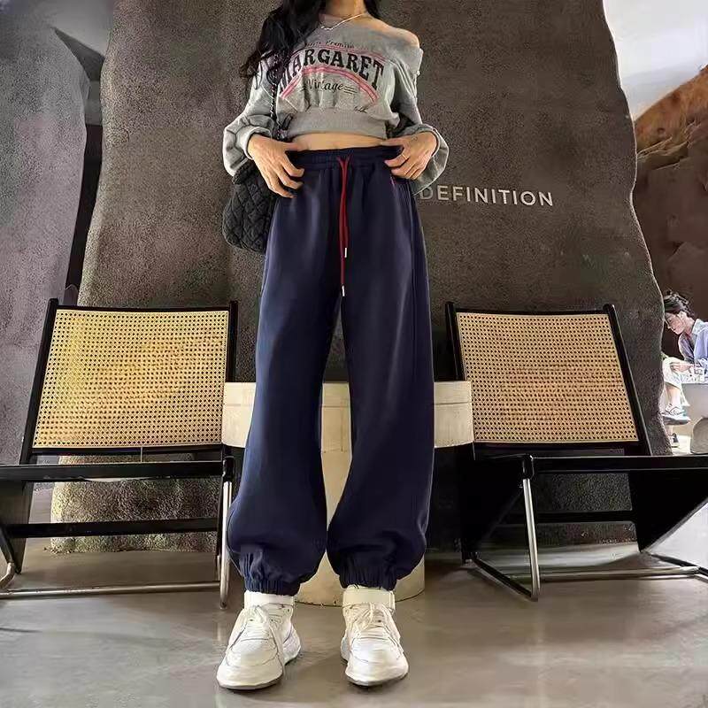 美式运动裤女2025秋冬新款高腰宽松休闲灯笼裤百搭显瘦束脚卫裤子