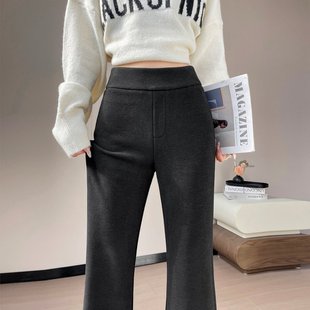 黑色阔腿裤女2025新款秋冬季喇叭裤加绒休闲直筒微喇裤垂坠糯米裤