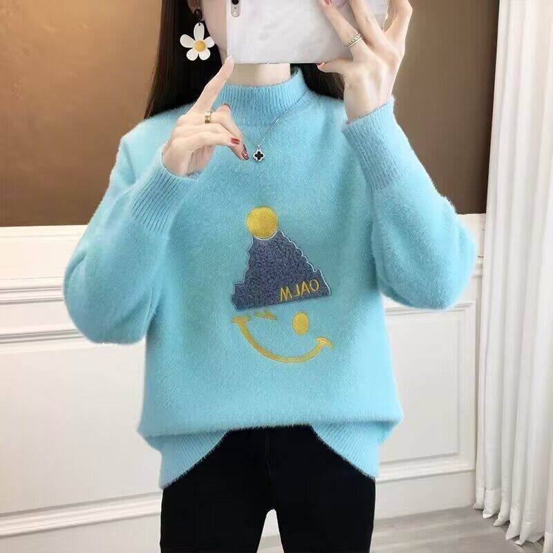 黄金貂加厚半高领内搭女孩毛衣2023秋冬新款保暖外穿打底衫水貂绒,女装/女士精品,毛衣,淘宝优惠券,粉丝福利购,淘宝优惠卷