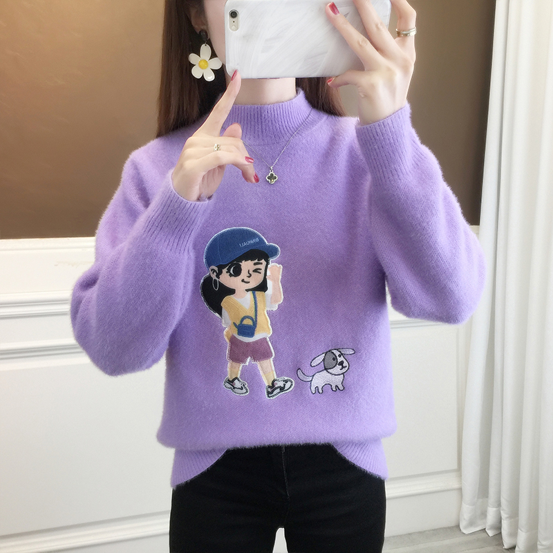 宽松黄金貂不起球针织毛衣