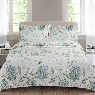 秋冬新款床盖单件三件套纯棉全棉绗缝被四季通用外贸韩国夹棉床单