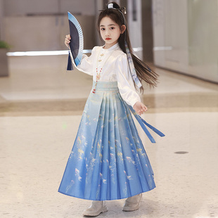 女童马面裙套装2026春装新款女大童古装连衣裙国风新中式汉服裙子