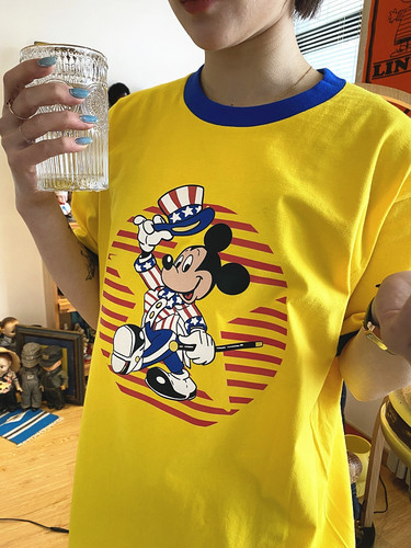 T恤梦想的mickeymouse棉撞色