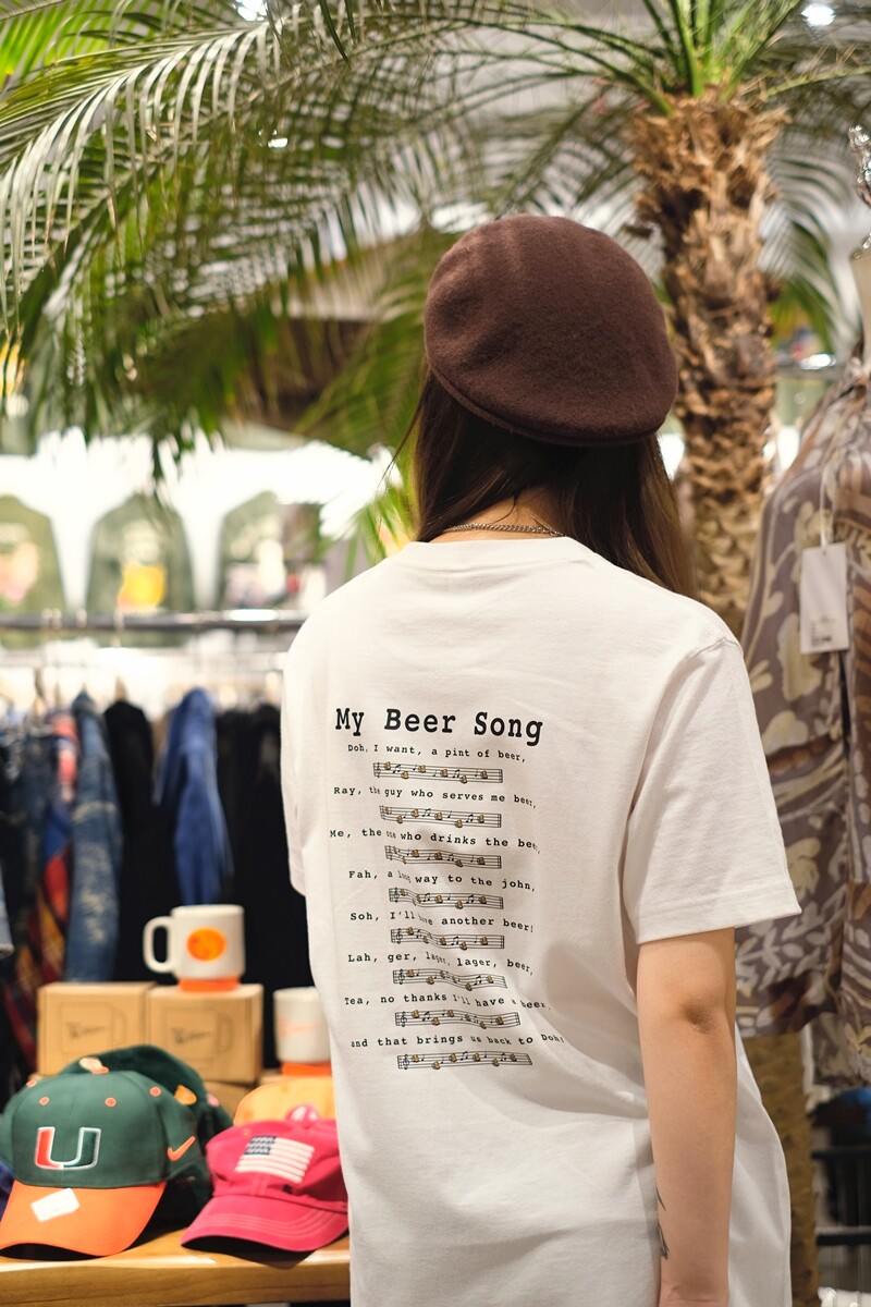 买梦想的奶奶啤酒歌曲趣味265克复古直筒短袖纯白色tee美式情侣装
