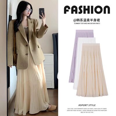 韩系雪纺半身裙女2025春