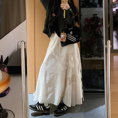 白色半身裙重工不规则蕾