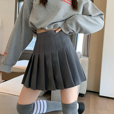 深灰色西装百褶裙女春秋