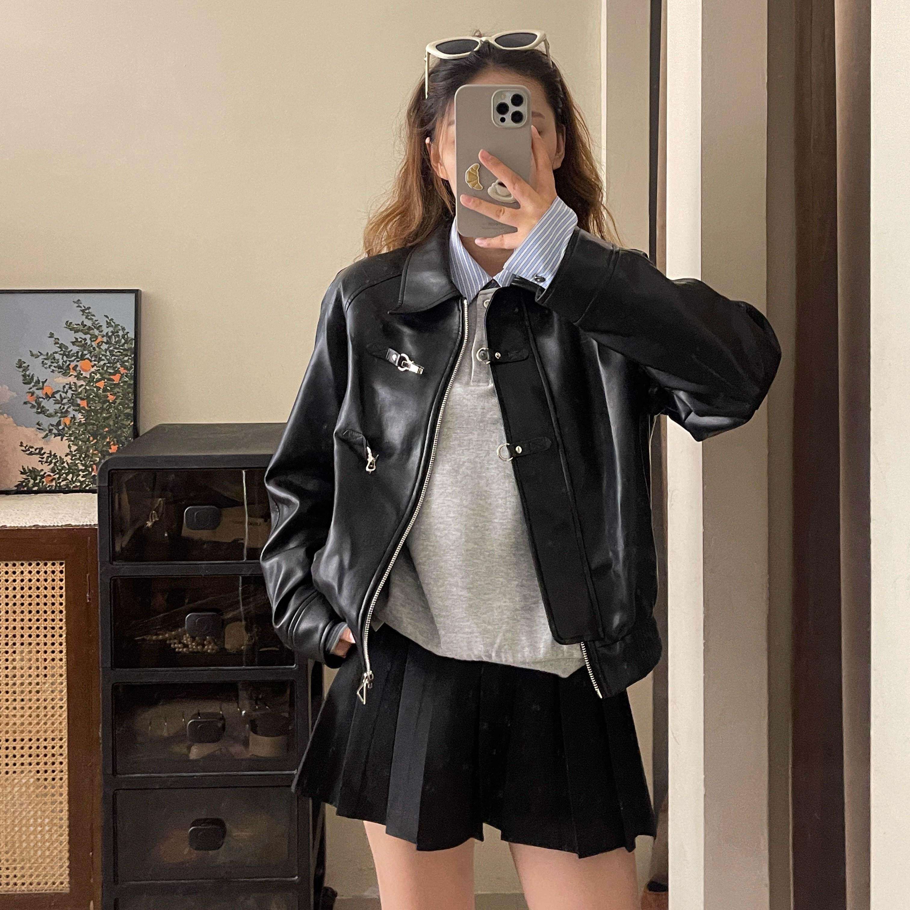 黑色皮衣外套女小个子2025新款春秋短款爆款今年流行正肩机车夹克