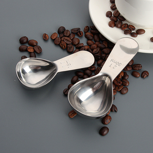 304食品级加厚不锈钢手冲咖啡量豆勺咖啡粉计量刻度小勺子