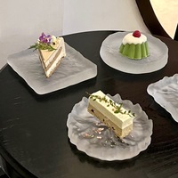 创意玻璃冰川盘冷餐糕点托盘西点磨砂寿司盘展示底托烘焙甜品台