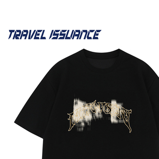 TRAVEL ISSUANCE 发着喜悦 ins字母印花宽松百搭男女短袖T恤潮牌
