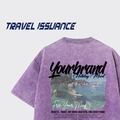 ISSUANCE 放松一下 夏季 TRAVEL 潮牌复古做旧男女宽松圆领短袖 T恤