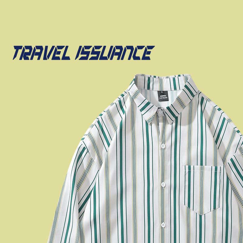 TRAVEL ISSUANCE 繁华的寂静 潮牌宽松条纹男女休闲百搭长袖衬衫