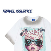 TRAVEL T恤国潮牌BF 痞帅宽松圆领百搭休闲短袖 ISSUANCE 眼镜男孩