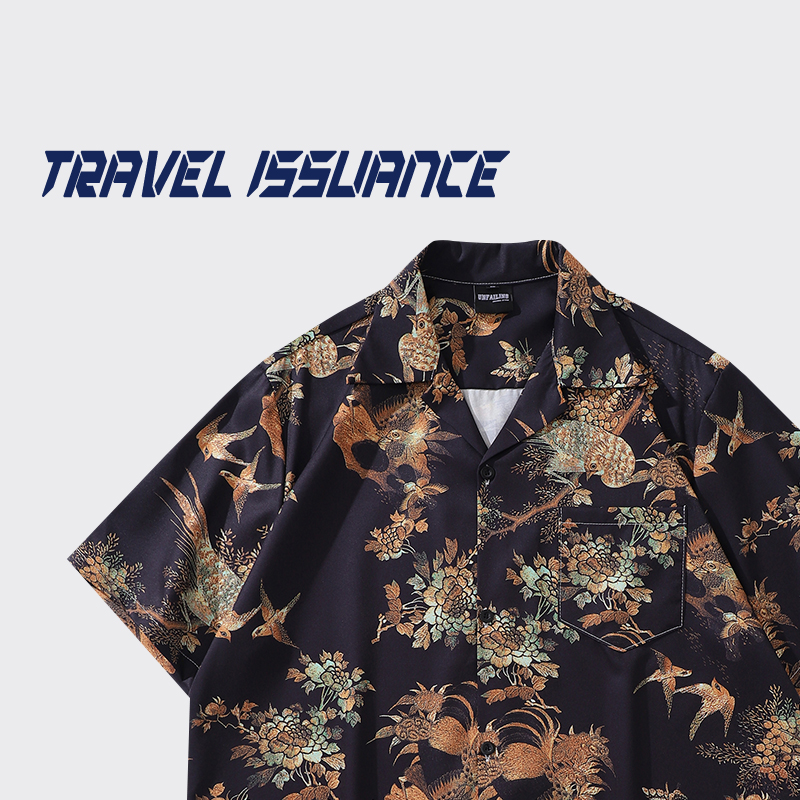 艺术感国潮复古宽松短袖衬衫时尚