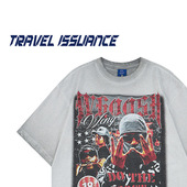 TRAVEL T恤百搭 欧美复古创意印花宽松圆领短袖 ISSUANCE 顺顺当当