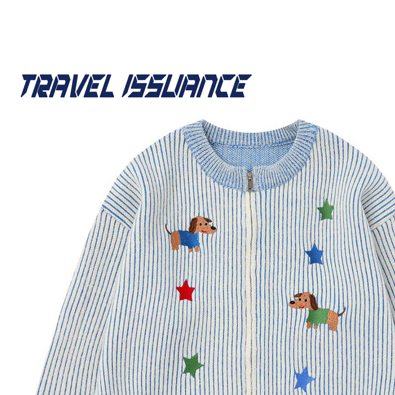 刺绣针织开衫宽松毛衣外套潮