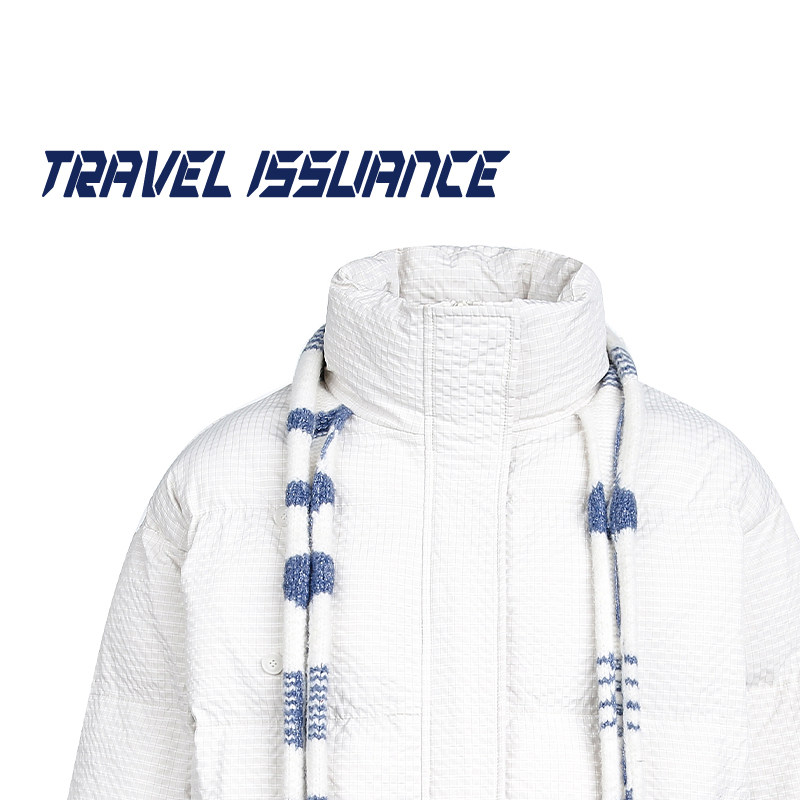TRAVEL ISSUANCE 就此别过 高街宽松撞色围脖拼接棉服外套情侣bf