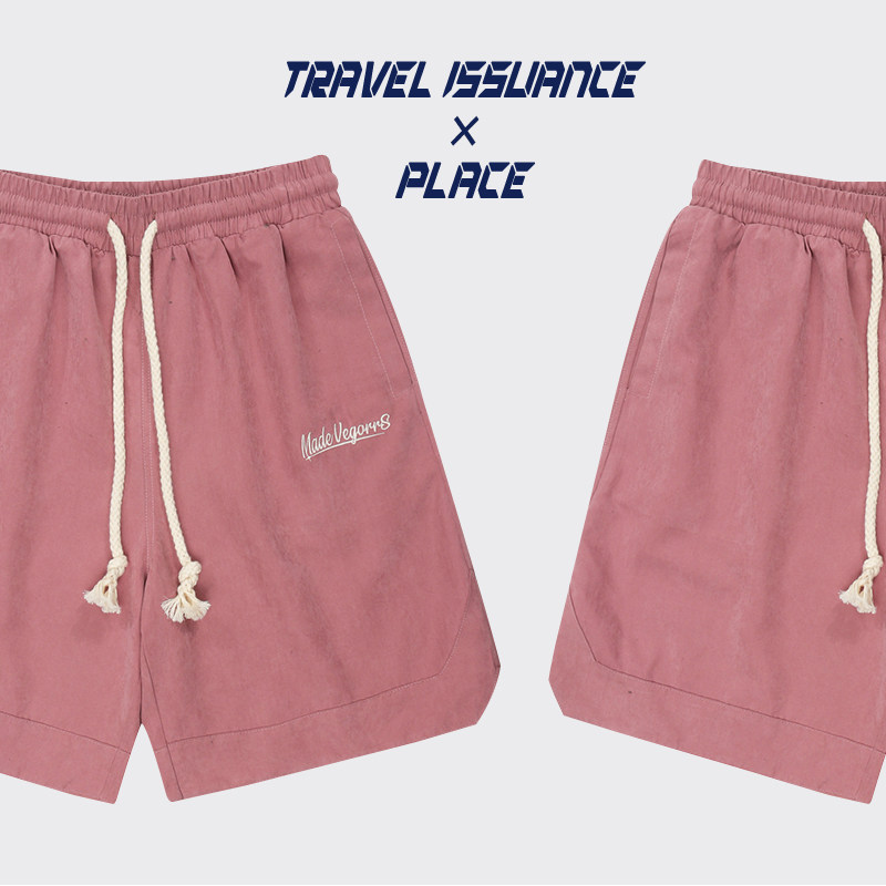 TRAVEL ISSUANCE 내셔널 트렌드 스트리트 스포츠 캐주얼 다재다능한 5부 팬츠 여름 조임끈 신축성 있는 허리 반바지