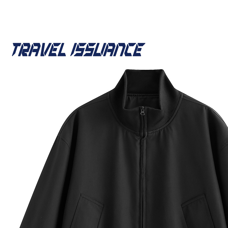 纯色复古立领设计感宽松夹克外套