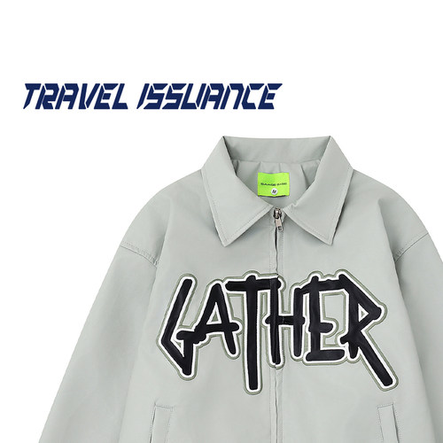 字母贴布刺绣宽松夹克外套BF