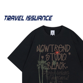TRAVEL T恤上衣BF 原宿风字母印花宽松男女短袖 ISSUANCE 从未关心