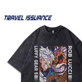 ISSUANCE 或许这样 新款 TRAVEL 字母卡通动漫宽松短袖 T恤BF潮男女