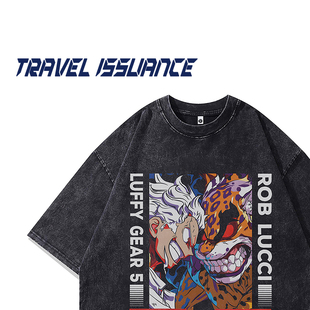 TRAVEL ISSUANCE 或许这样 新款字母卡通动漫宽松短袖T恤BF潮男女