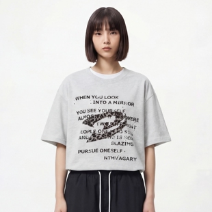 TRAVEL ISSUANCE 无人问津 欧美潮牌创意字母印花宽松男女短袖T恤