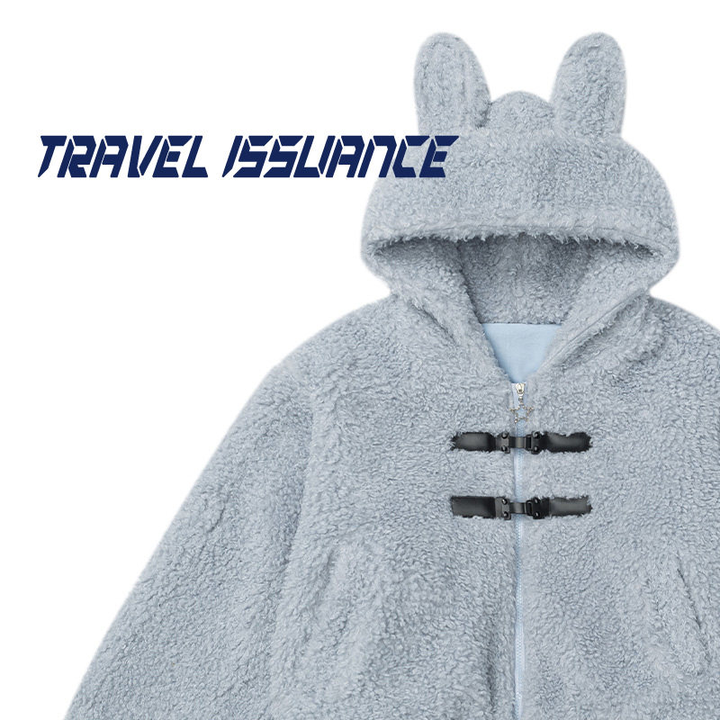 宽松加厚羊羔绒棉衣外套女