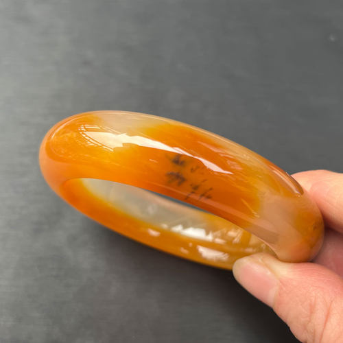 云南纯天然黄龙玉草花手镯内径57颜色漂亮 质地细腻水润上手好看