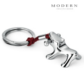 德国Modern创意实心纯不锈钢小狗钥匙扣可爱汽车钥匙圈钥匙链挂件