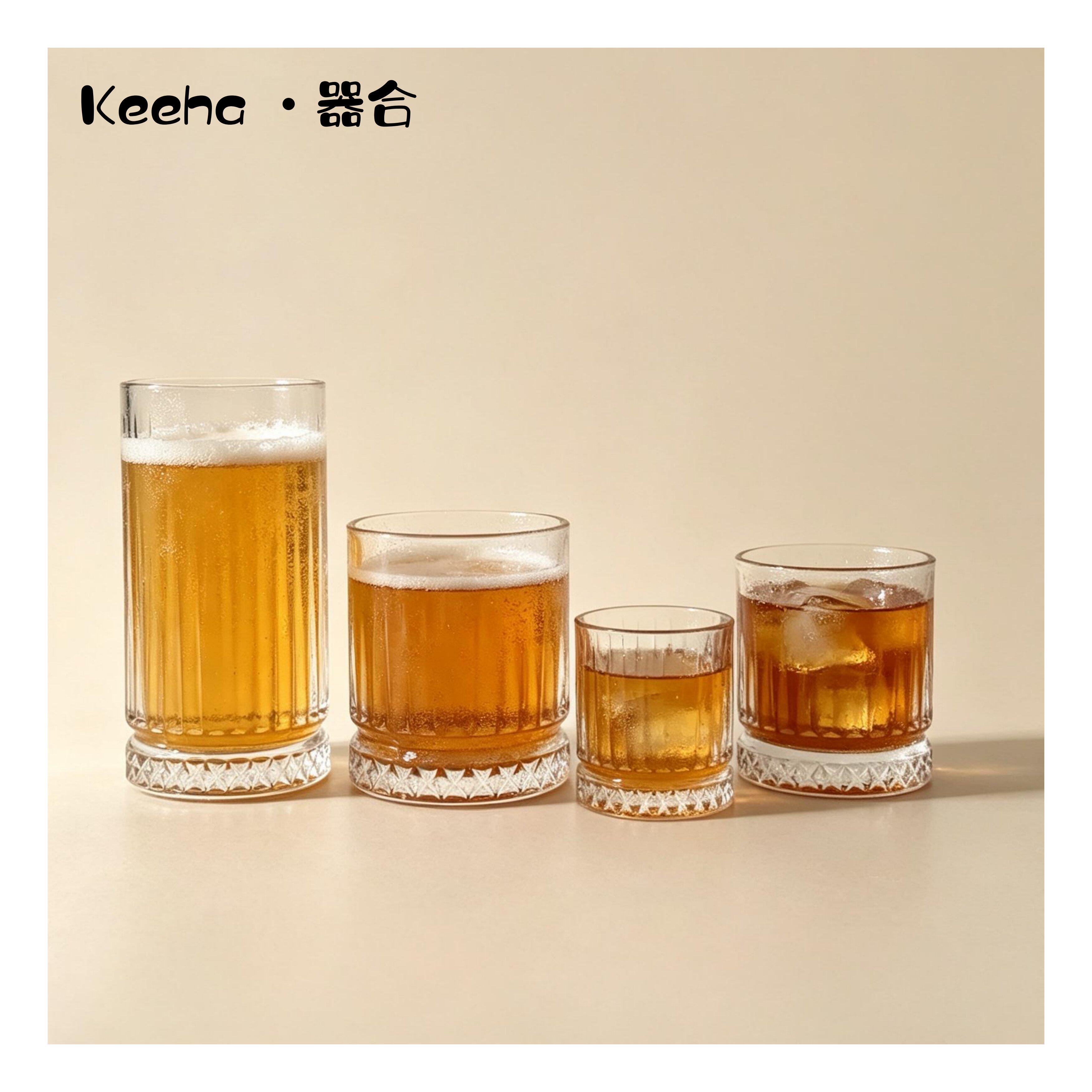 加厚玻璃杯钻石条纹威士忌酒杯洋酒杯家用烈酒杯冰美式咖啡杯水杯