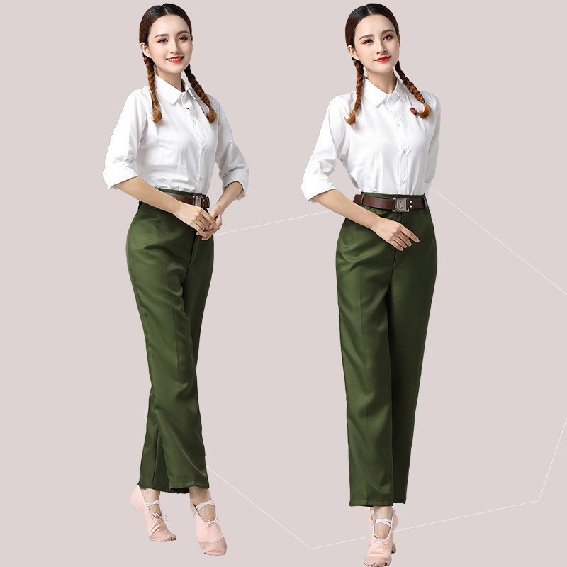 芳华舞蹈演出服80年代怀旧服装知青红军红卫兵军装朗诵合唱表演服