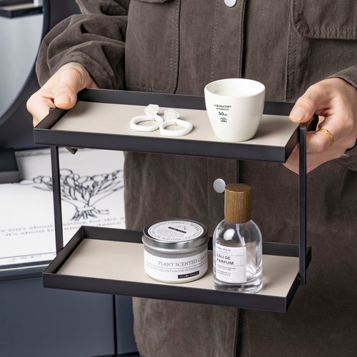 北欧轻奢双层化妆品收纳架