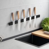 304不锈钢磁吸刀架厨房置物架免打孔壁挂式 多功能刀具磁性收纳架