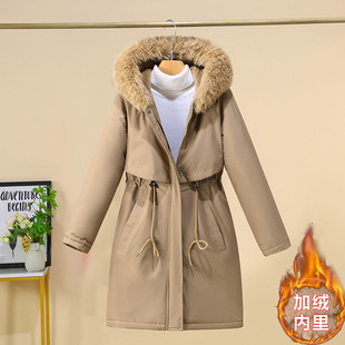 新款派克棉服女中长款2026大码韩版加绒棉衣棉袄外套加厚冬天棉袄
