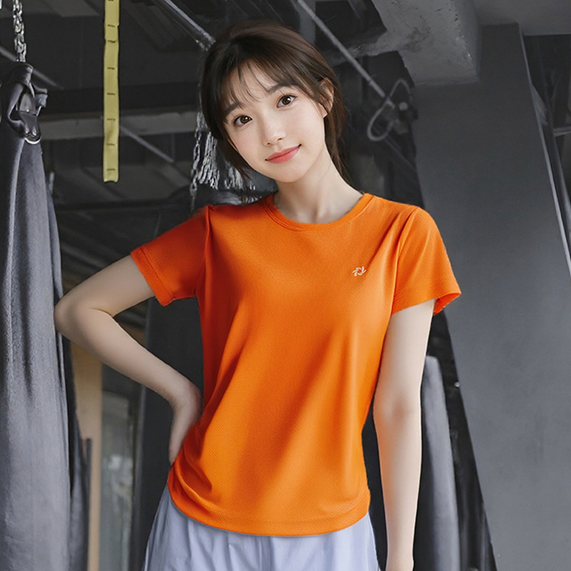 女短袖圆领速干衣运动T恤健身纯色宽松运动半袖晨跑健身服上衣男