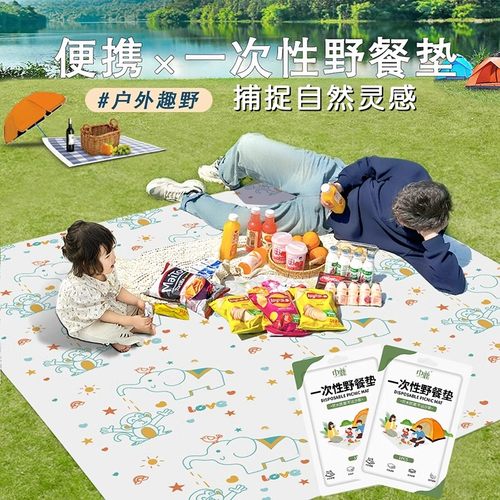 便携式户外露营一次性野餐垫防潮垫单双人防油沙滩垫草坪地垫防水
