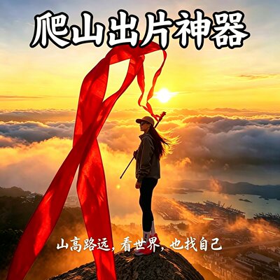户外爬山登山杖红飘带加长加宽丝带山顶氛围感拍照打卡记录小神器