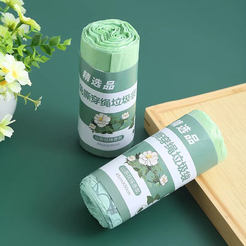 山茶花垃圾袋免撕家用加厚手提式特大号防漏抽绳塑料家用宿舍蚊虫