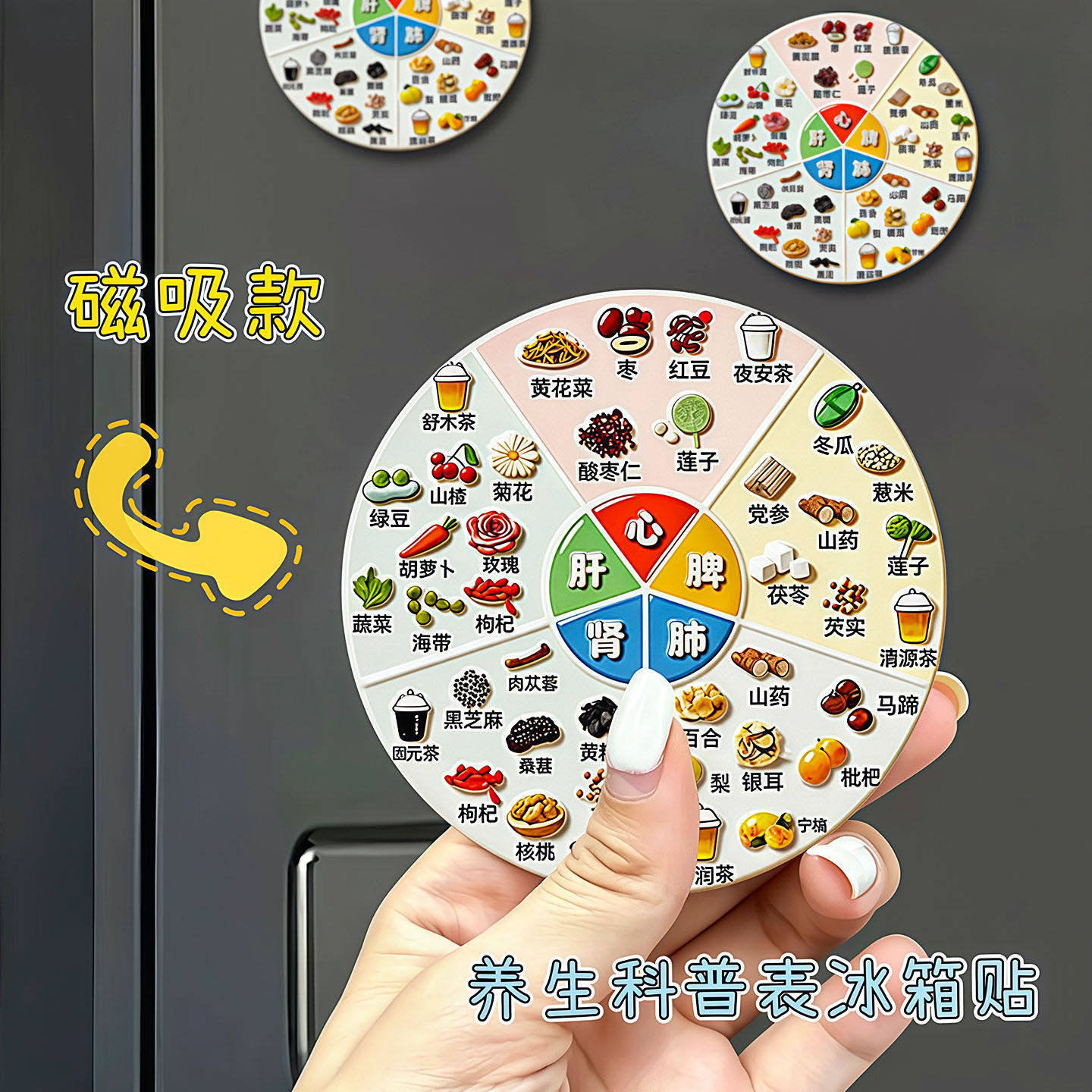 亚克力磁吸养生冰箱贴五脏六腑食疗图谱家庭生活健康科普装饰贴