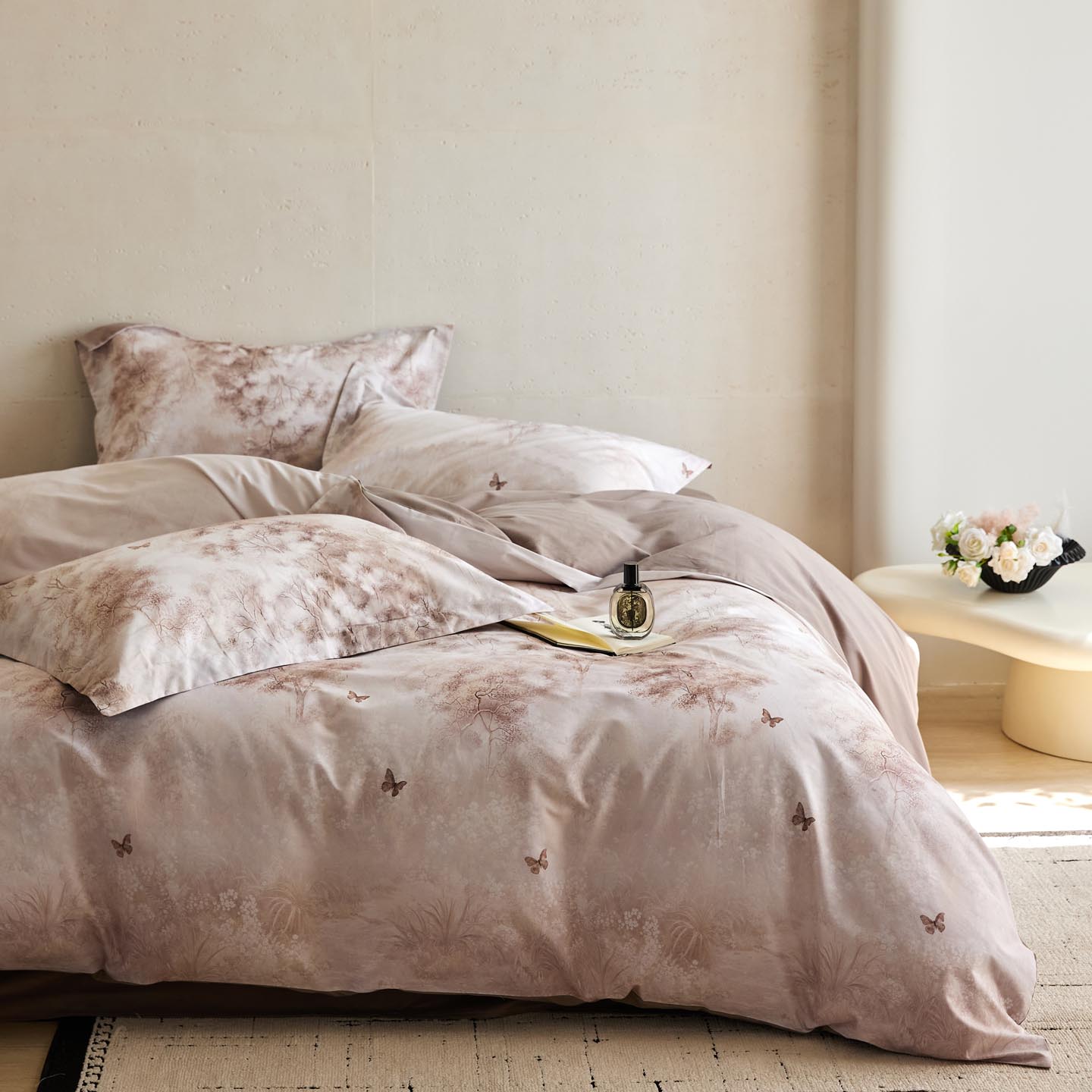 高级感秋冬刺绣磨毛床上植物四件套纯棉全棉2025新款被套床单a类