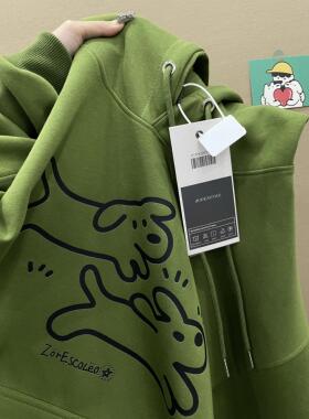 原创美式学院风连帽卫衣女秋冬2024新款潮牌宽松oversize上衣外套