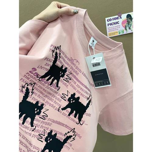 美式复古卡通印花短袖t恤