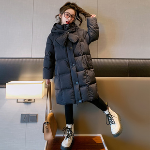 女童冬装羽绒服2025新款90白鸭绒上衣女孩中大儿童加厚外套中长款