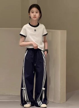 中大童短袖女孩夏季休闲两件套