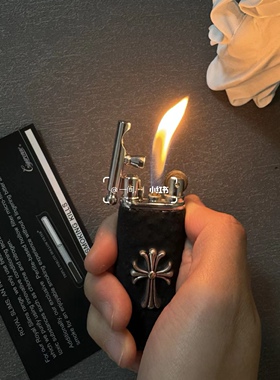 十字架复古新型可充气打火机砂轮火石滑轮创意耐用明火高端火机